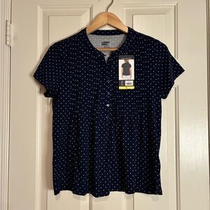 Lands' End Navy Top with White Dots